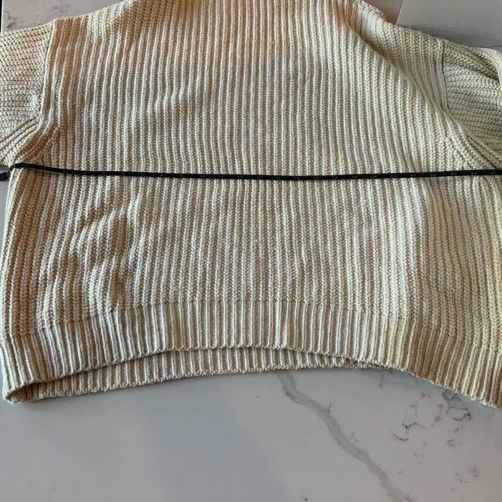 Free People Oversized Cream Cable Knit Cowl Neck Sweater Small